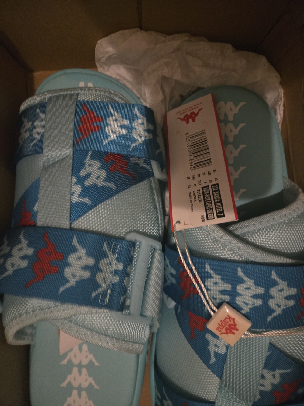 Kappa Light Blue Logo Slide Sandals Men  Are Women Limtied Edtion  Sold Out